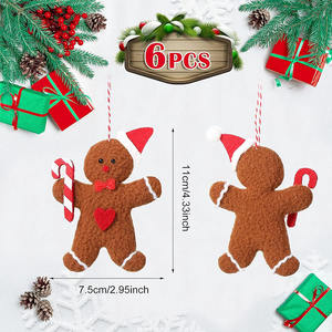 8649 Ornements personnalisés en peluche de style classique en forme d'homme en pain d'épices pour la décoration suspendue de l'<span class=keywords><strong>arbre</strong></span> de Noël et du foyer, ornements en peluche en forme de pain d'épices - Product Image 2