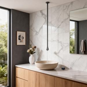 Mitigeur de lavabo de <span class=keywords><strong>plafond</strong></span> en laiton à trou unique pour salle de bain, robinets de lavabo sur comptoir certifiés CE, couleur or - Product Image 1