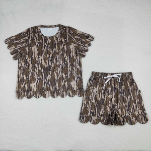 ชุดเสื้อแขนสั้นลายพรางสำหรับผู้หญิง RTS พร้อมกางเกงขาสั้นขอบหยักมีกระเป๋า - Product Image 3