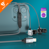 SOMIC TONE D22L Earphone Berkabel Bersertifikasi MFI untuk Ponsel, Earbuds Tipe-C, Tahan Air IPX-4, Headphone IOS