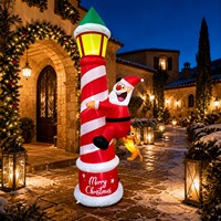 Décorations gonflables de Noël, modèle gonflable Père Noël grimpant sur un phare, aménagement ludique pour cour et pelouse