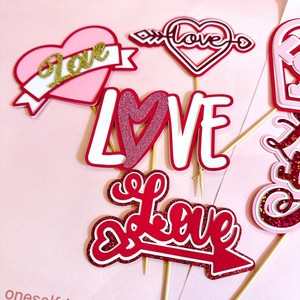 ท็อปเปอร์เค้กวันวาเลนไทน์อะคริลิค รูปน้ำผึ้งและหวานๆ ตกแต่งรูปหัวใจสำหรับเค้ก - Product Image 4