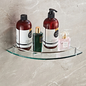 Estante Triangular de Vidrio Saint Ruijia, Estante de Almacenamiento para Baño en Forma de Abanico de Acero Inoxidable 304, Capacidad de Carga de 5 kg - Product Image 1