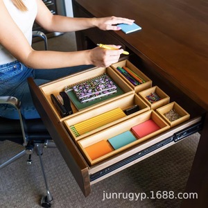 Bamboo Drawer Organizers Set 21-Piece Natural Wood <b>Storage</b> <b>Trays</b> for Jewelry Cosmetics Kitchen Desktop Organization - Product Image 5