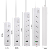 Multiprise avec protection contre les surtensions, cordon d'extension de 1,8 m, prise USB 5V/2,1A, prise USB 15A/125V, multiprise américaine à 3 trous