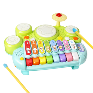 Piano multifonctionnel tout-en-un, tambour à main, jouet musical multifonctionnel, jouet musical numérique cognitif en plastique pour enfants - Product Image 1