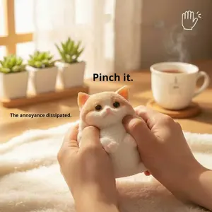 צעצועי לחיצה בצורת חתול להפגת מתחים משרדיים, צעצועי סקוושי ריאליסטיים בצורת חתול להפגת מתחים, במבצע סיטונאי חם - Product Image 3