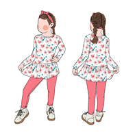 Ensemble deux pièces de qualité supérieure pour filles, style simple, haut à volants et leggings, idéal pour un usage quotidien