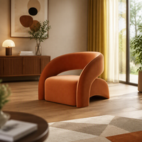 Fauteuil individuel design en velours crémeux, style influenceur, pour mobilier de maison, table de réception d'hôtel décontractée, et zone d'attente de salon de beauté