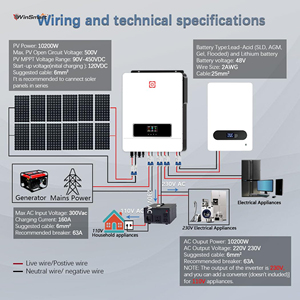 10KW 12KW ba giai đoạn lai năng lượng mặt trời biến tần on/off lưới năng lượng mặt trời biến tần với chức năng song song MPPT điều khiển - Product Image 3