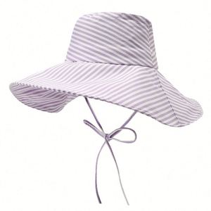 Sombrero de Pescador de Ala Ancha a Rayas, Estilo Veraniego, para Viajes al Aire Libre, Protección Solar para Mujer, Sombrero de Playa - Product Image 2