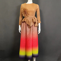 Ensemble 2 pièces plissé Miyaki grande taille, nouvelle tendance, élégant et décontracté pour femme, avec jupe midi dégradée, idéal pour le bureau et le quotidien