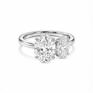 Premium Lab Created Diamond <b>Ring</b> with Dual Oval Cut Diamonds Elegant Multi Stone Engagement <b>Ring</b> for Women Fine Jewelry - Product Image 2