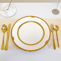 Assiettes de luxe en céramique Luckygoods ZK260059, assiettes de présentation jaunes et or blanc, services de vaisselle pour mariage, décoration de table