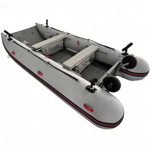 Bateaux pneumatiques catamaran <span class=keywords><strong>de</strong></span> 12,5 pieds avec pont gonflable pour 5 personnes Reachsea avec transom en aluminium, grande <span class=keywords><strong>roue</strong></span> et <span class=keywords><strong>porte</strong></span>-canne à pêche - Product Image 6