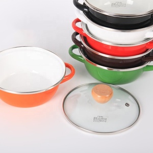 Apan et ustensiles de cuisine de style coréen Casserole en forme de V <span class=keywords><strong>Caserole</strong></span> avec revêtement en émail moucheté <span class=keywords><strong>Caserole</strong></span> avec couvercle en verre - Product Image 3