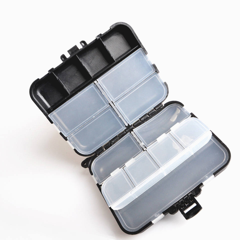 Dfmt Wholesale Waterproof Rigid Multifunctional Mini Plastic Lure Hook Fishing Tackle Boxes For Stream Lake & River Use Black