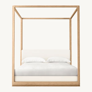 1-современный бежевый льняной каркас изголовья кровати из массива дерева для гостиной или квартиры деревянных кроватей ручной работы - Product Image 6