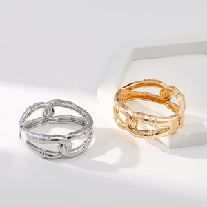 DHJ60514 Wholesale European and American Alloy Gold and <strong>Silver</strong> Chunky Statement <strong>Torque</strong> Cuff <strong>Bangle</strong> - Product Image 3