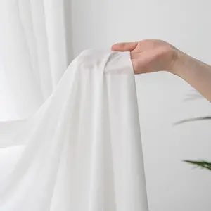 White Sheer Vorhänge Faux Leinen mischung Semi Sheer Vorhänge Soft Light Airy Privacy Sheers für Schlafzimmer Wohnzimmer