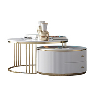 Ensemble de meuble TV et table basse en acier inoxydable extensible de style nordique moderne, design luxueux léger, petit et grand, pour la maison, salon