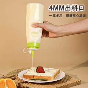 Bouteille souple pour sauces, ketchup, confiture, vinaigrette, sauce soja avec bec verseur pointu, taille M, couvercle en plastique transparent, pour le camping - Product Image 3