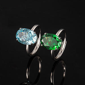 Nuevo Anillo <span class=keywords><strong>Ova</strong></span> Azul Marino, Elegante y Ligero, de Lujo, para Mujer, de Aleación, con Corte de Flor de Hielo, con Circonita de Alta Calidad, para Transmisión en Vivo - Product Image 6