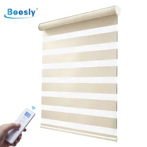 Electric double thickened cashmere vertical zebra curtain transparent remote control smart zebra blinds