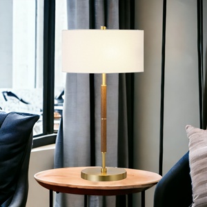 HMS 25 \ "lampada da tavolo LED metallo rovere oro con tonalità tamburo bianco due luce Touch Dimming flessibile per camere da letto DC - Product Image 2