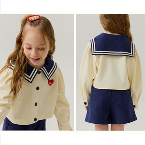 Diseñado Vietnam IntheK Owleybarn Cutie Crop Jacket Shorts Set de dos piezas de moda estilo europeo transpirable poliéster/algodón niñas - Product Image 4