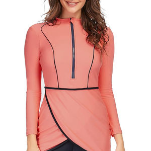 ชุดบุรกินีคุณภาพสูง แห้งเร็ว ราคาถูก ขายดีที่สุดสำหรับผู้หญิง UPF50 ระบายอากาศได้ดี เป็นมิตรกับสิ่งแวดล้อม ทรงไฮคัท พิมพ์ลาย พร้อมสกรีนโลโก้ตามสั่ง - Product Image 5