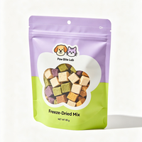 Sachet personnalisé imprimé à soufflets latéraux pour aliments pour animaux, en aluminium, refermable avec fermeture éclair, haute barrière, pour chiens et chats