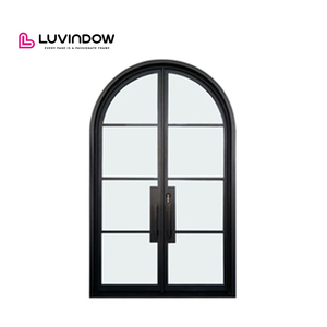 Puerta de Entrada de Acero de Diseño Francés Moderno para Exteriores de Casas en Oferta, con Doble Panel de Vidrio Templado Aislante y Aislamiento Acústico - Product Image 1