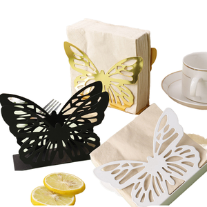 D5215 Luxury Metal Hollow Napkin <b>Holders</b> with Butterfly Design for <b>Kitchen</b> Dining and Wedding Paper <b>Tissue</b> Dispenser - Product Image 1