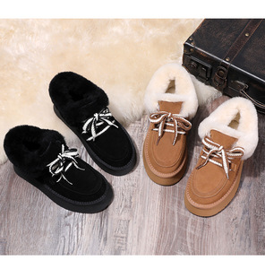 Stivali da Neve da <span class=keywords><strong>Donna</strong></span> con Suola Spessa, Foderati in Pelliccia, Caldi per l'Inverno, Tubo Corto in Pelle Scamosciata, Chiusura Slip-On, Antiscivolo, con Rialzo Interno - Product Image 3