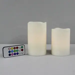 Flameless Produk Lampu Flame Flame Yang Dioperasikan dengan Baterai Buatan Tangan Dekoratif Lilin Tertekan Gading Lilin Lilin Lilin Set