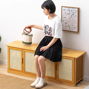 Design moderne Moso Bambou Sièges Banc à <span class=keywords><strong>Chaussures</strong></span> Maison Entrée Armoire à <span class=keywords><strong>Chaussures</strong></span> Intégrée Maille Respirant Gain de Place Porte-<span class=keywords><strong>Chaussures</strong></span> - Product Image 2