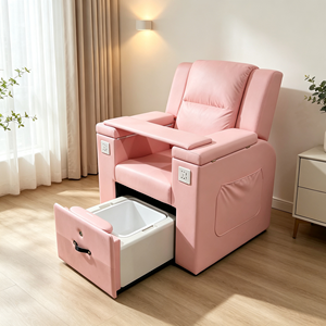 Sillón de Pedicura Eléctrico Reclinable Rosa con Bañera Extraíble para Masajes y Pedicura, Silla de Manicura y Pedicura para Salón de Belleza - Product Image 1