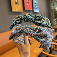 Serre-têtes coréens mignons et tendance en gros, avec nœud large, motif floral, multicolores
