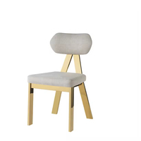 Nouvelle Chaise de Salle à Manger en Acier Inoxydable Doré Titane, Design Innovant, Dossier Triangulaire, Revêtement en Tissu Lin, Chaise d'Appoint pour Villa