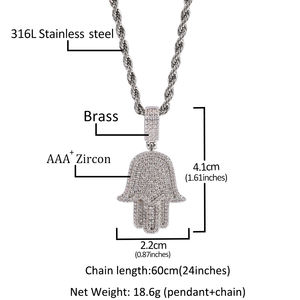 Commercio all'ingrosso di Hip Hop Ha Ghiacciato Fuori DELLA CZ della Mano di <span class=keywords><strong>Hamsa</strong></span> Pendente Della Collana Gioielli - Product Image 3