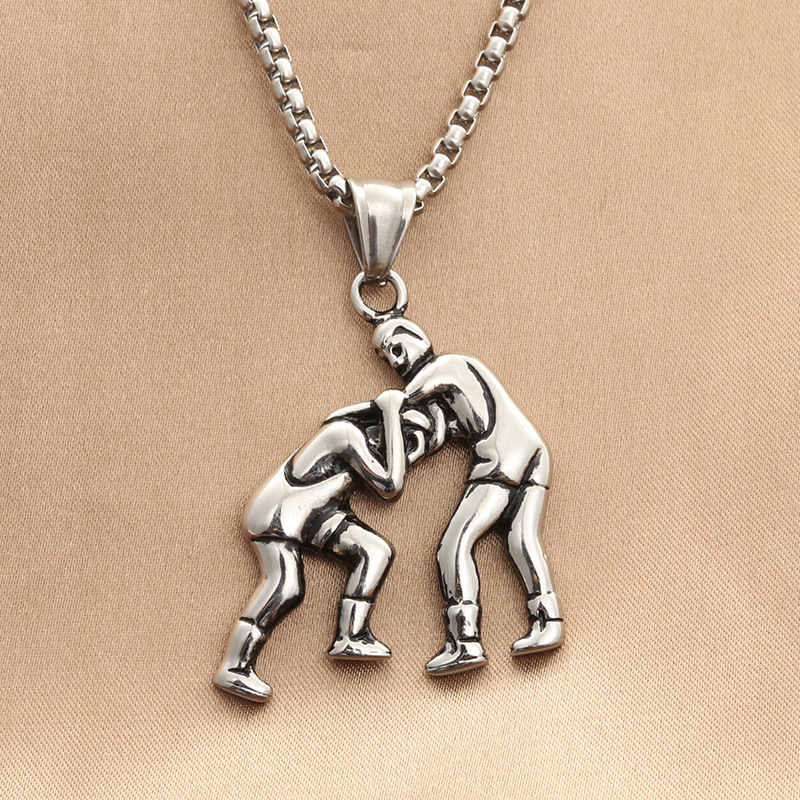 Pendentif en argent avec une chaîne de perles carrées de 3,0*60 cm