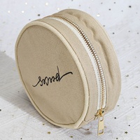 Pochette de rangement cylindrique en toile personnalisée avec logo brodé pour accessoires de soin de la peau, accessoires capillaires, lunettes, sac de voyage zippé en toile écologique