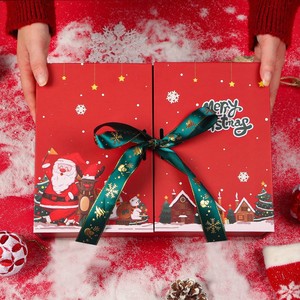 Boîte cadeau rouge de Noël avec grande écharpe grande ouverte Thermos boîte d'emballage cadeau réveillon de Noël boîte de pomme de bonbons - Product Image 4
