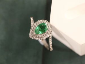 Xinfly 18k White Gold 0.6ct Water Drop Emerald <b>Ring</b> 0.31ct <b>Custom</b> Natural Diamond Fine Jewelry <b>Rings</b> - Product Image 3