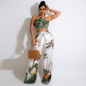 Ensemble deux pièces crop top à imprimé floral, épaules dénudées, design tendance 2022, mode sexy pour soirée en club, ensemble deux pièces <span class=keywords><strong>2021</strong></span> - Product Image 2