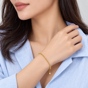 Pulsera Clásica de Eslabones Pequeños, Cadena Ajustable de Acero Inoxidable, Baño de Oro de 14K, Colores Oro y Plata - Product Image 5