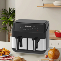 Friteuse à air électrique numérique double porte 5L en plastique, avec 2 paniers, cuisson saine antiadhésive pour usage domestique et hôtelier