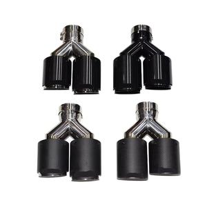 Silenziatore universale per auto in fibra di carbonio tubo di scarico a doppia uscita terminale di scarico nero per audi bmw <span class=keywords><strong>Wv</strong></span> Honda Mercedes Benz - Product Image 2