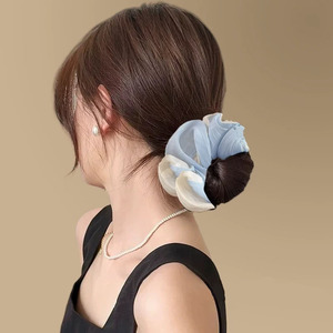 Chouchous en gaze à effet dégradé lumineux de 11 cm, vente en gros, bandeaux imprimés doux en deux pièces pour filles et femmes - Product Image 2